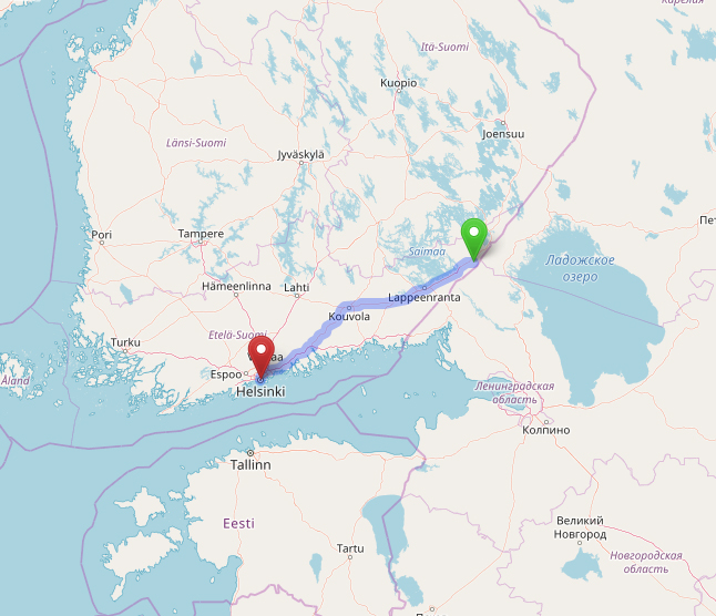 Map Direction form Helsinki